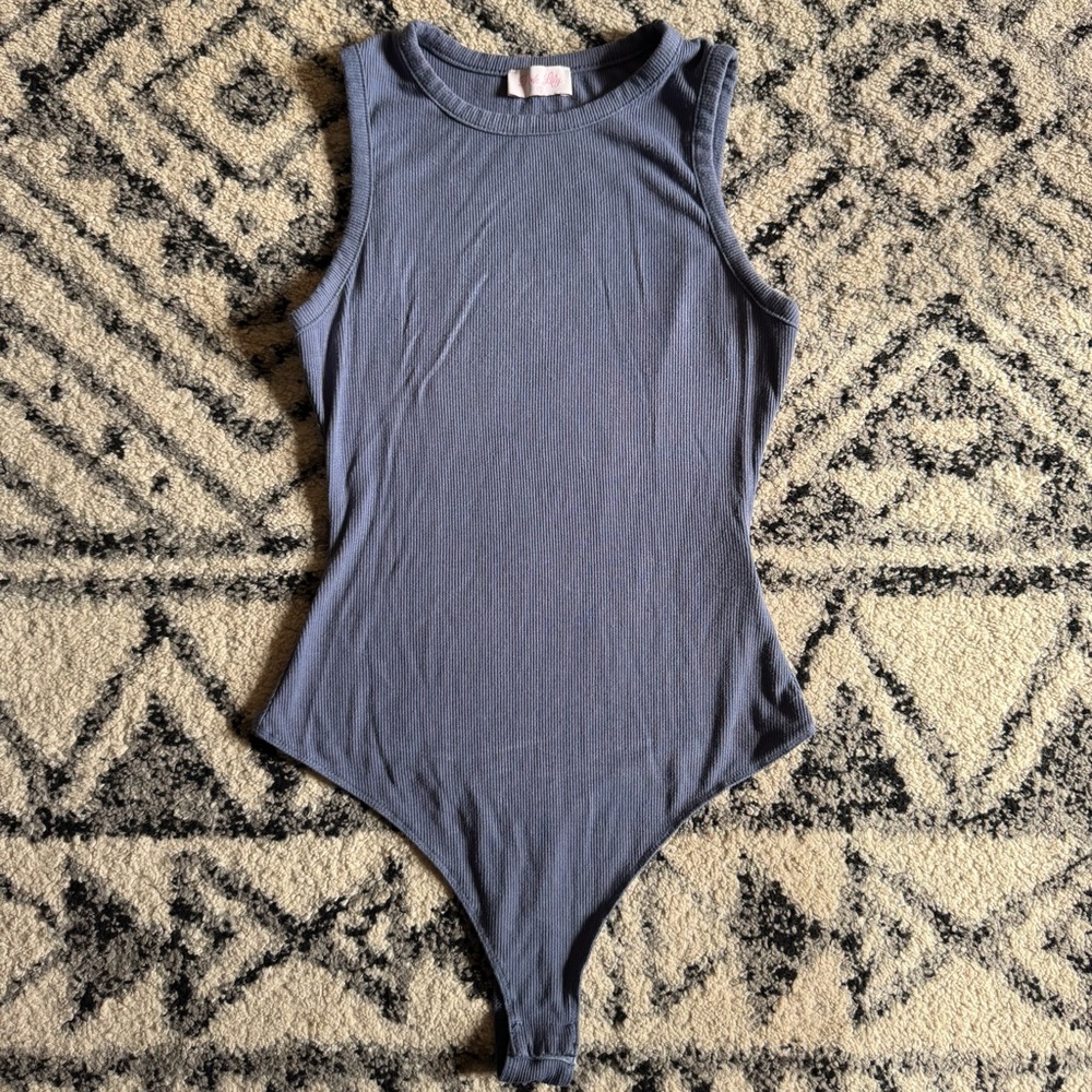 Pink Lily Sleeveless Blue Bodysuit